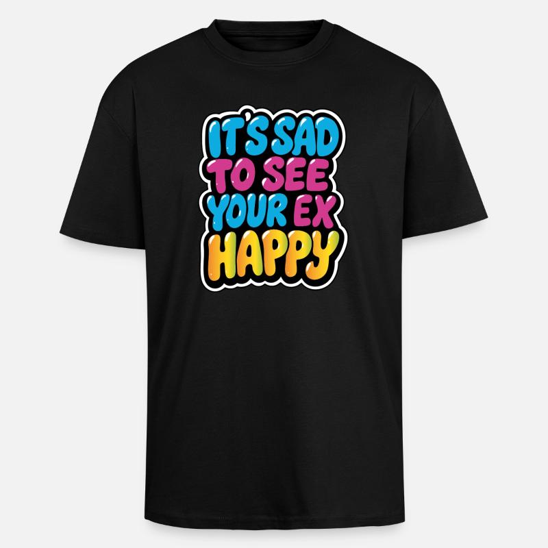 Fargerik trist til glad eks-meme-design - Unisex oversized t-skjorte i kraftig kvalitet - svart