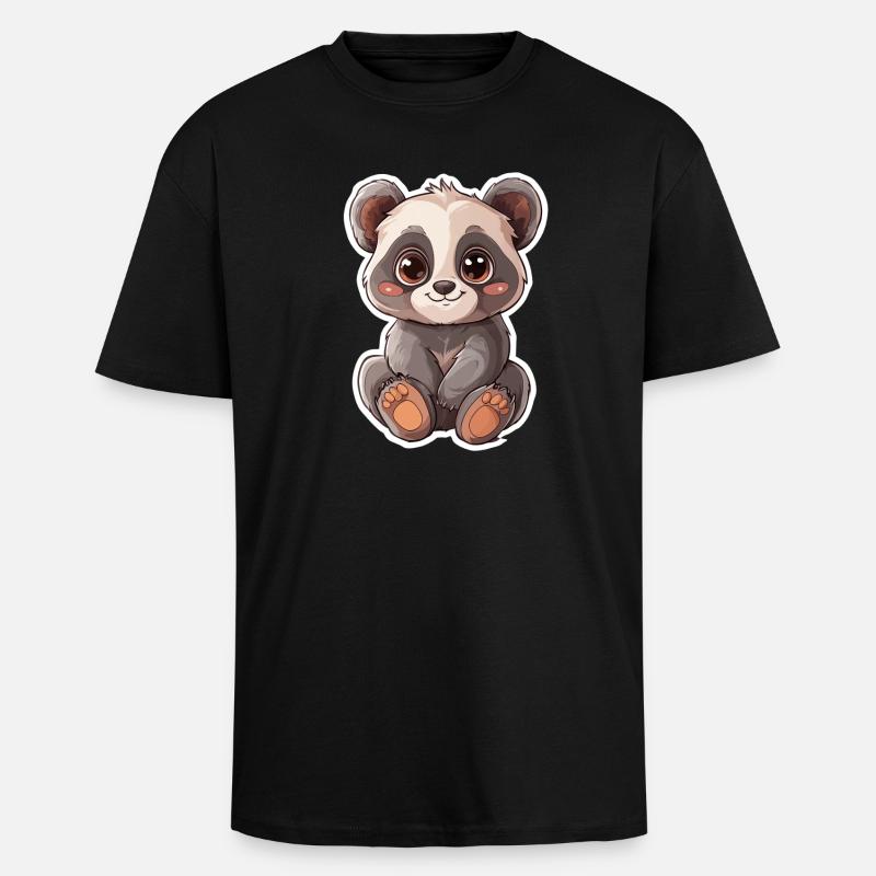 Ours panda mignon - T-shirt unisexe oversize épais - noir