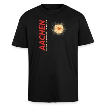 Aachen - Oversized Heavyweight Unisex T-Shirt - Schwarz - Vorne - Alina (178cm) & Michal (187cm)