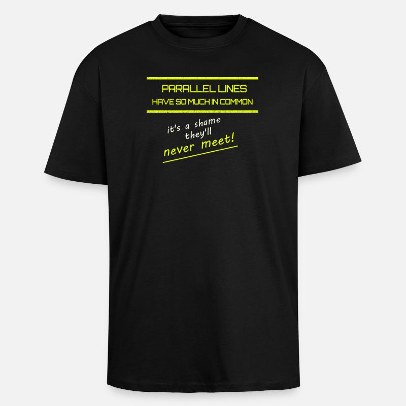 Drôle de lignes parallèles Math Tee - T-shirt unisexe oversize épais - noir