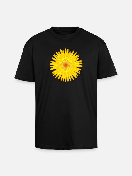 Yellow Dandelion Blossom Summer Motif - Unisex Oversized Heavyweight T-shirt - black