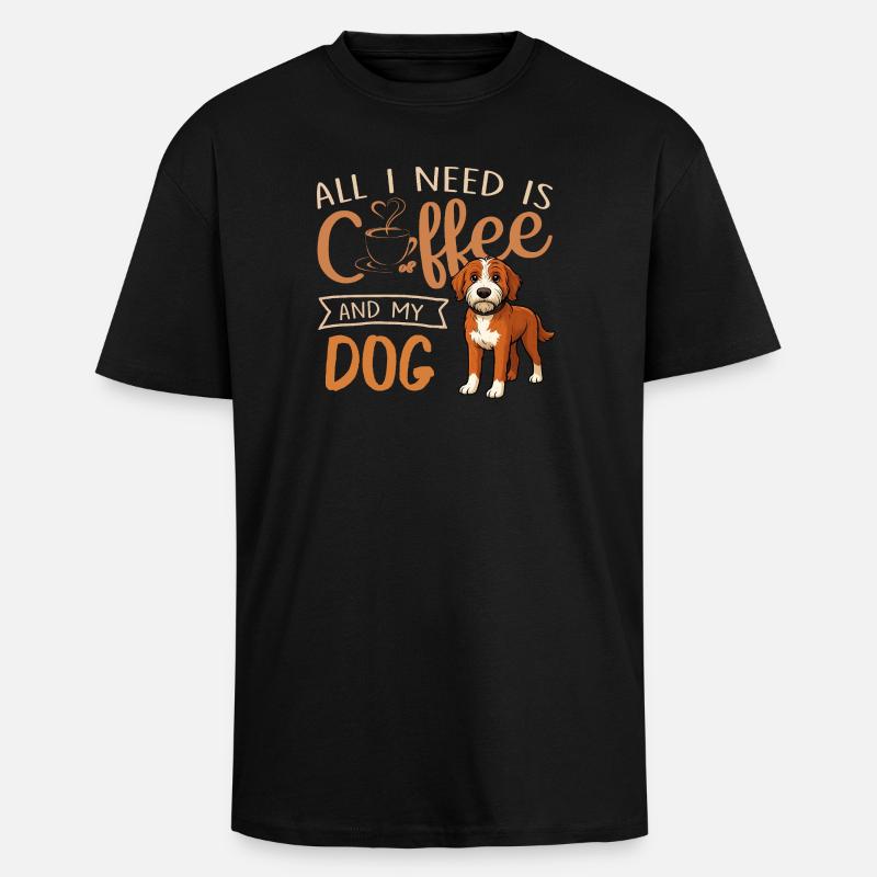 Café, chien et moi - T-shirt unisexe oversize épais - noir