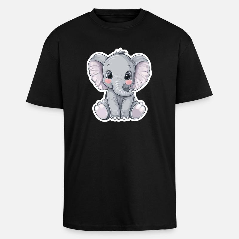 Elefant - Oversized Heavyweight Unisex T-Shirt - Schwarz