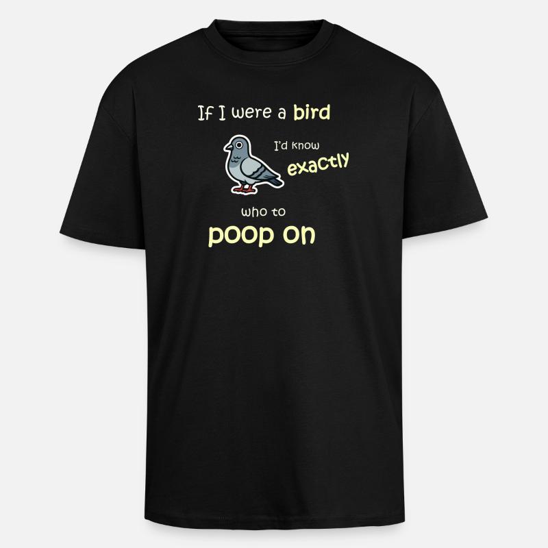 Mode oiseau - Activé - T-shirt unisexe oversize épais - noir