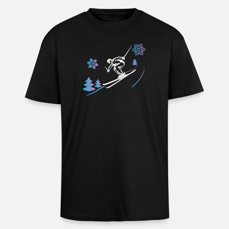 Skifahrer im Winterschnee - Oversized Heavyweight Unisex T-Shirt - Schwarz