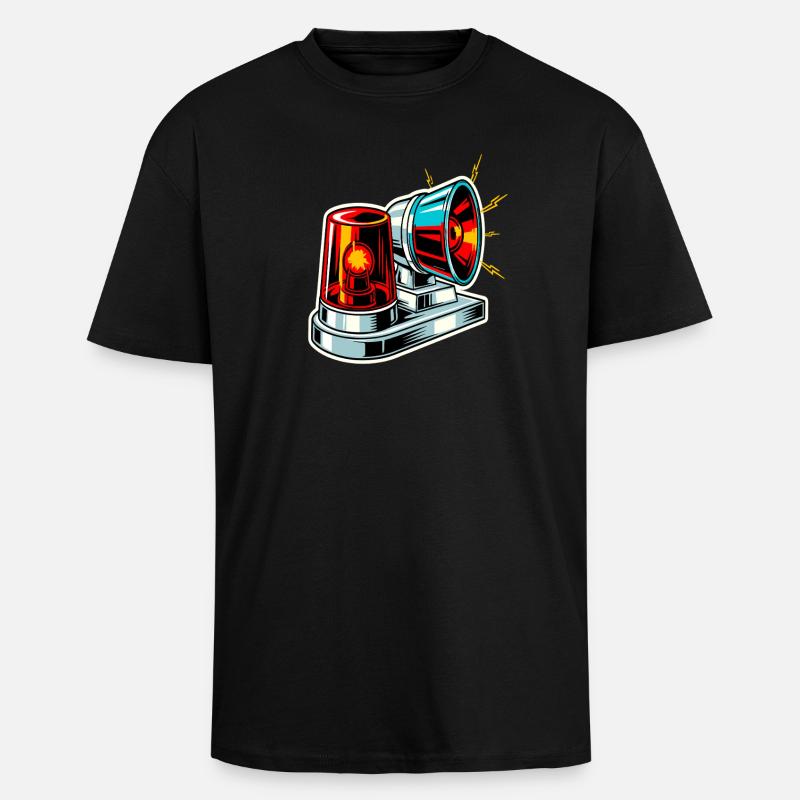 Fire Siren Warning Light - Unisex Oversized Heavyweight T-shirt - black
