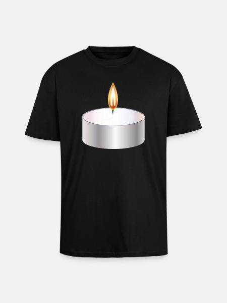Burning Tealight Candle Simple Symbol - Unisex Oversized Heavyweight T-shirt - black