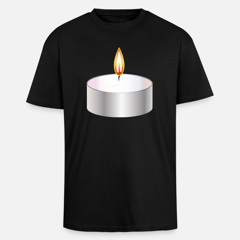 bougie chauffe-plat allumée symbole simple - T-shirt unisexe oversize épais - noir
