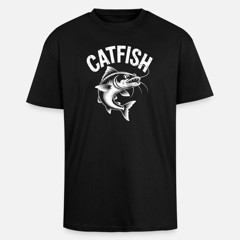 Conception de pêche d’aventure au poisson-chat - T-shirt unisexe oversize épais - noir