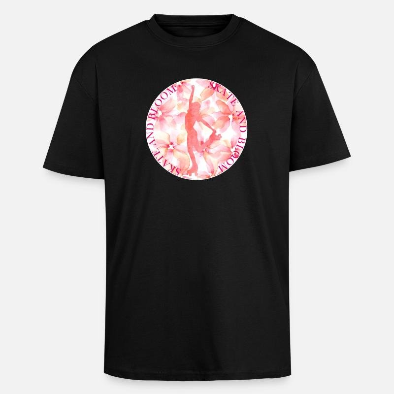 SKATE AND BLOOM - Oversized Heavyweight Unisex T-Shirt - Schwarz