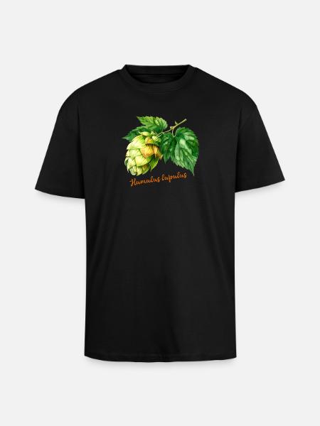 Humulus lupulus - botanical illustration - Unisex Oversized Heavyweight T-shirt - black