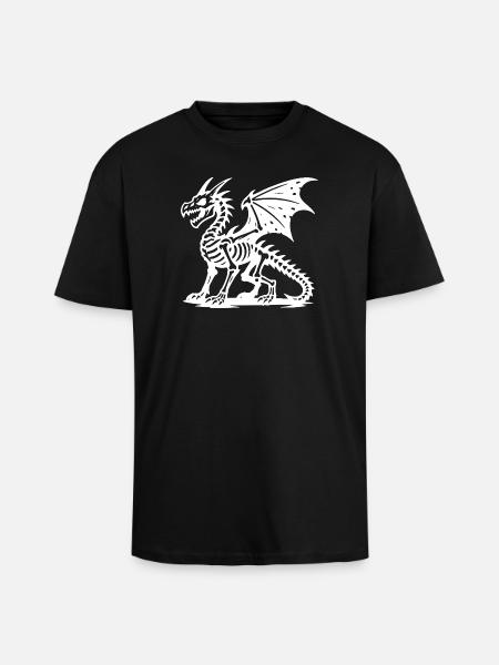 Mythical Dragon Skeleton Retro Design - Unisex Oversized Heavyweight T-shirt - black