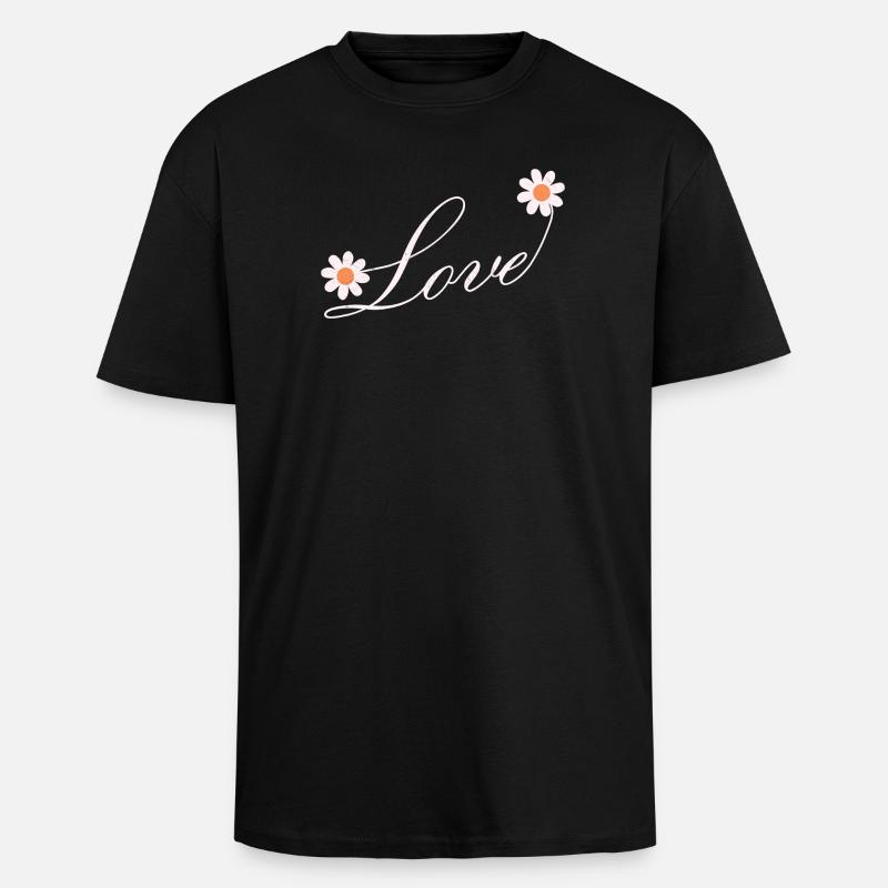 Blumenliebe Skript Design - Oversized Heavyweight Unisex T-Shirt - Schwarz