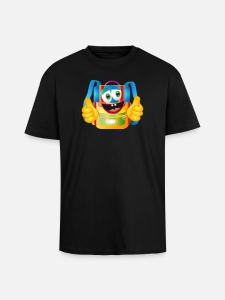 Lustiger Comic-Schulranzen mit Daumen hoch - Oversized Heavyweight Unisex T-Shirt - Schwarz