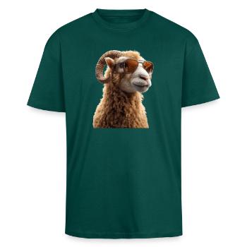 Bélier mouflon Bélier Mouton sauvage Mouton mâle - T-shirt unisexe oversize épais - hunter green - Devant - Alina (178cm) & Michal (187cm)