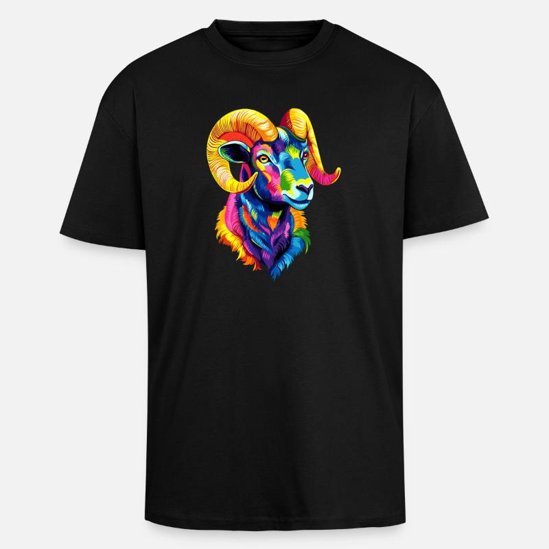 Ariete muflone Ariete Pecora Selvatica Pecora Maschio - T-shirt unisex oversize pesante - nero