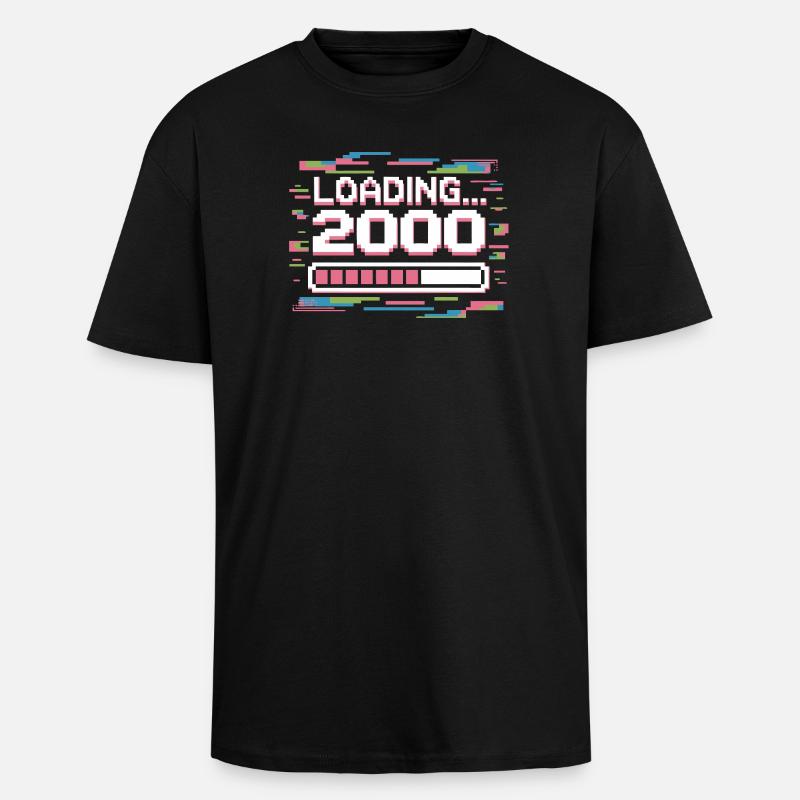 Pixel Retro Design Loading 2000 - Oversized Heavyweight Unisex T-Shirt - Schwarz