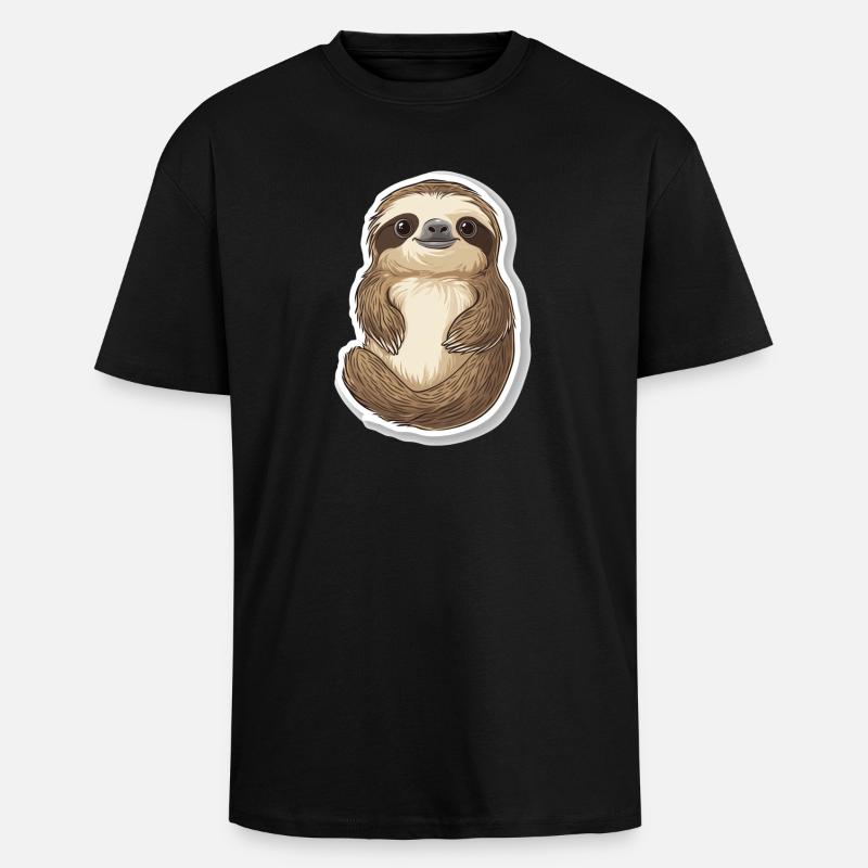 Faultier - Oversized Heavyweight Unisex T-Shirt - Schwarz