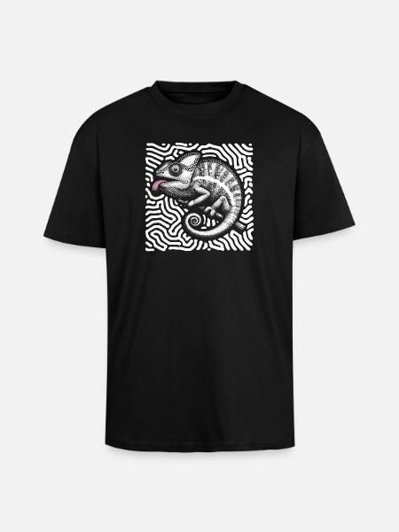Chameleon pastel tribal art - Unisex Oversized Heavyweight T-shirt - black