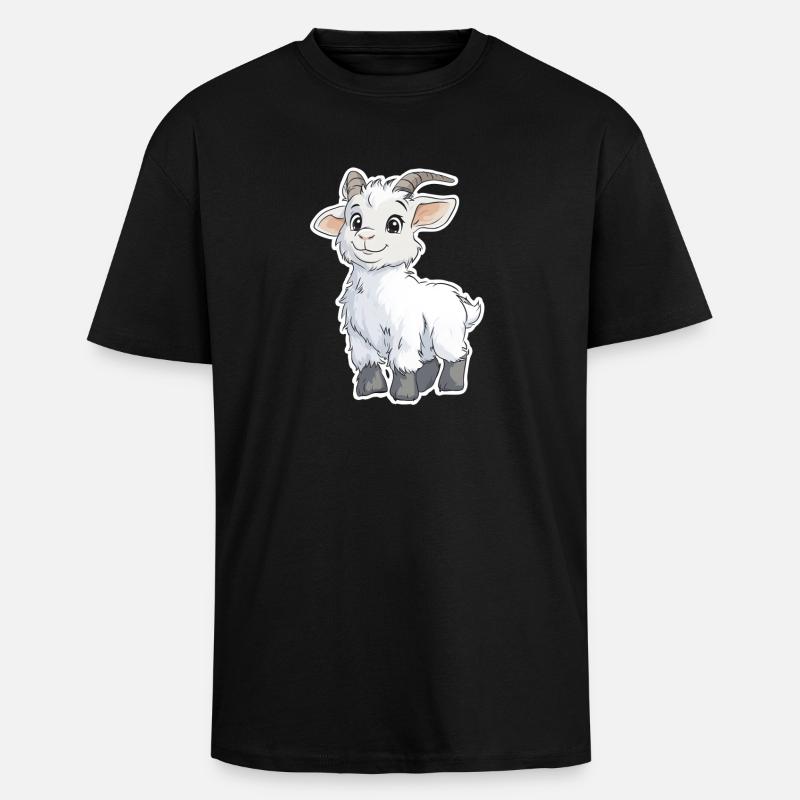 Ziege - Oversized Heavyweight Unisex T-Shirt - Schwarz