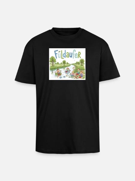 Fuldaufer: River Adventure ! - Unisex Oversized Heavyweight T-shirt - black