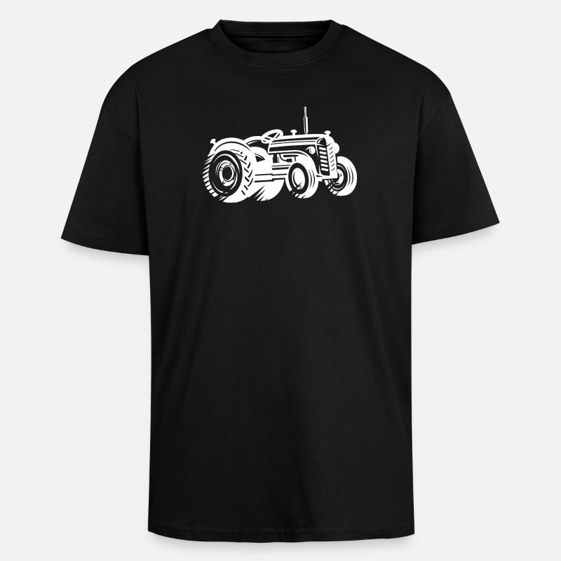 Tractor Silhouette Farmer Agriculture - Unisex Oversized Heavyweight T-shirt - black