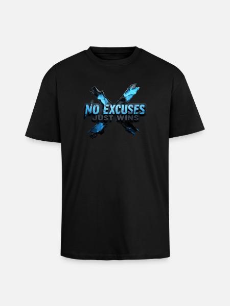 No Excuses Just Wins – Motivational Gym Design - Unisex Oversized Heavyweight T-shirt - black