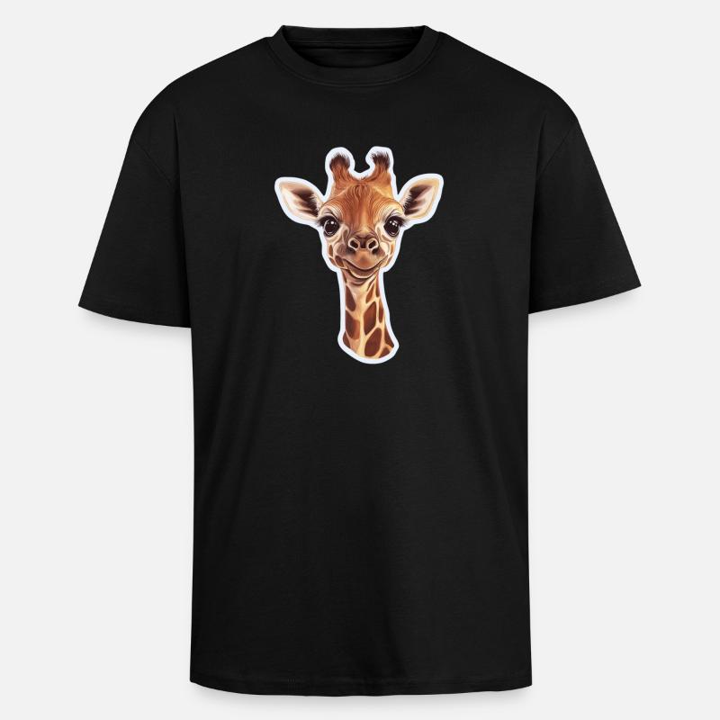 Giraffe - Oversized Heavyweight Unisex T-Shirt - Schwarz