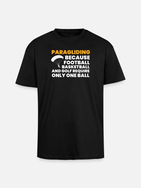 Paragliding Funny T Shirt Gift - Unisex Oversized Heavyweight T-shirt - black