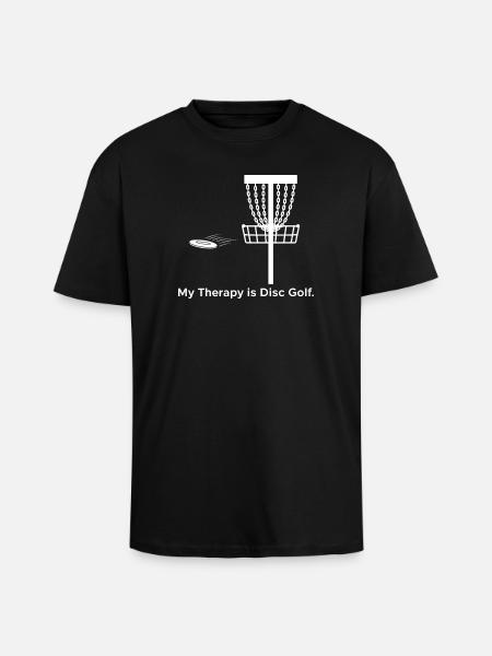 My Therapy is Disc Golf - Unisex Oversized Heavyweight T-shirt - black