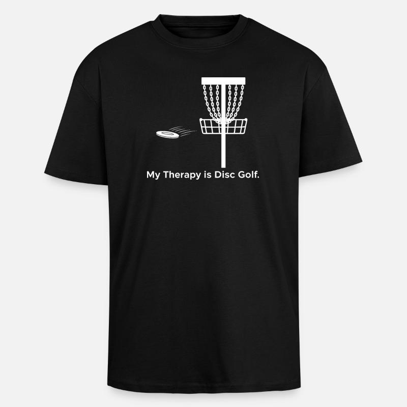 My Therapy is Disc Golf - Unisex Oversized Heavyweight T-shirt - black