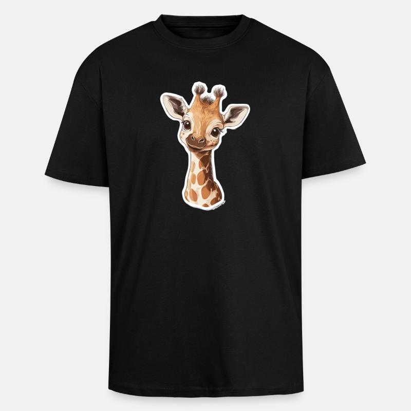 Giraffe - Oversized Heavyweight Unisex T-Shirt - Schwarz