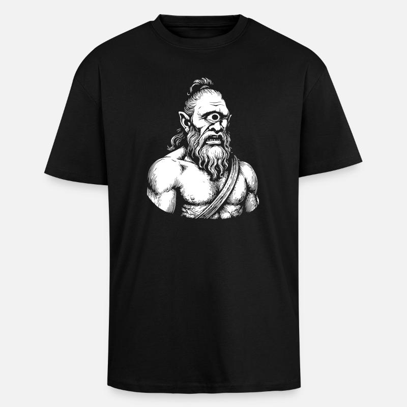 Mythical Cyclops Warrior Illustration - Unisex Oversized Heavyweight T-shirt - black