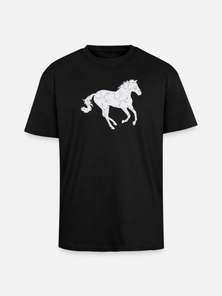 White horse galloping - Unisex Oversized Heavyweight T-shirt - black