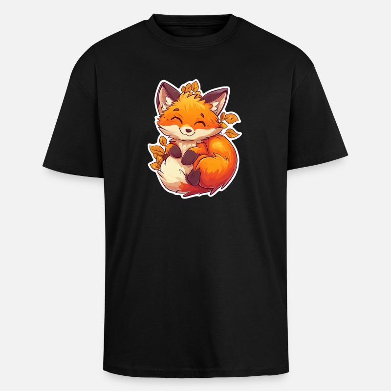 Fuchs - Oversized Heavyweight Unisex T-Shirt - Schwarz