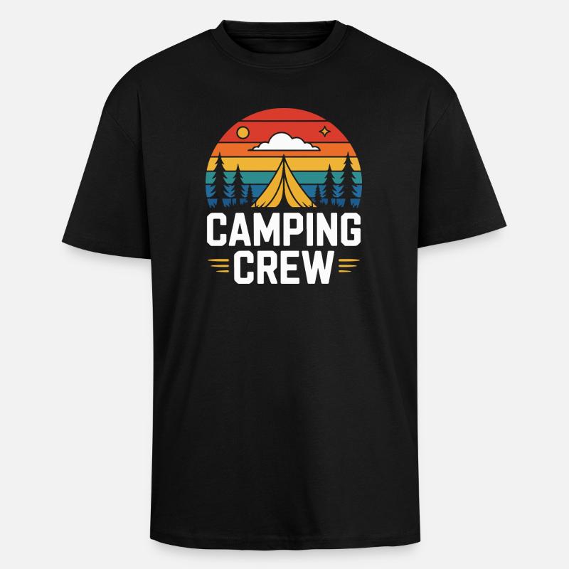 Sunset Camping Zelt Camping Crew - Oversized Heavyweight Unisex T-Shirt - Schwarz