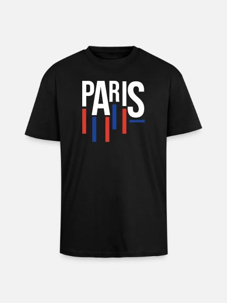 Pariser Typografie mit Flaggenakzenten - Oversized Heavyweight Unisex T-Shirt - Schwarz
