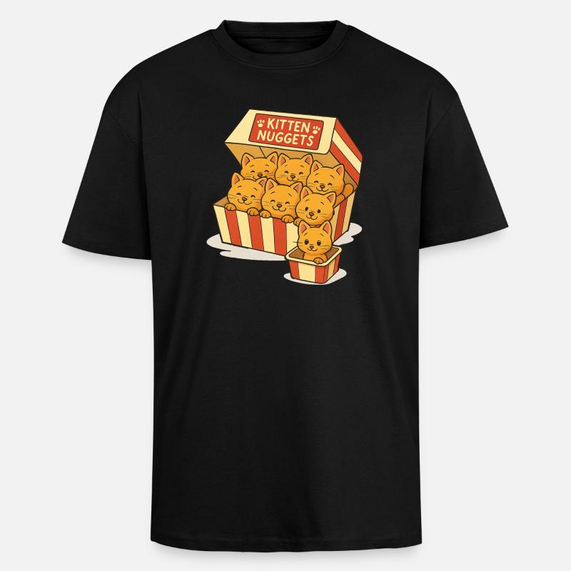 Cat capsules with cute faces - Unisex Oversized Heavyweight T-shirt - black