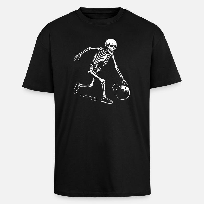 skeleton bowling team gift - Unisex Oversized Heavyweight T-shirt - black