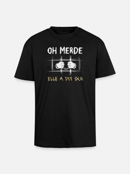 She Said Proposal Engagement - Unisex Oversized Heavyweight T-shirt - black
