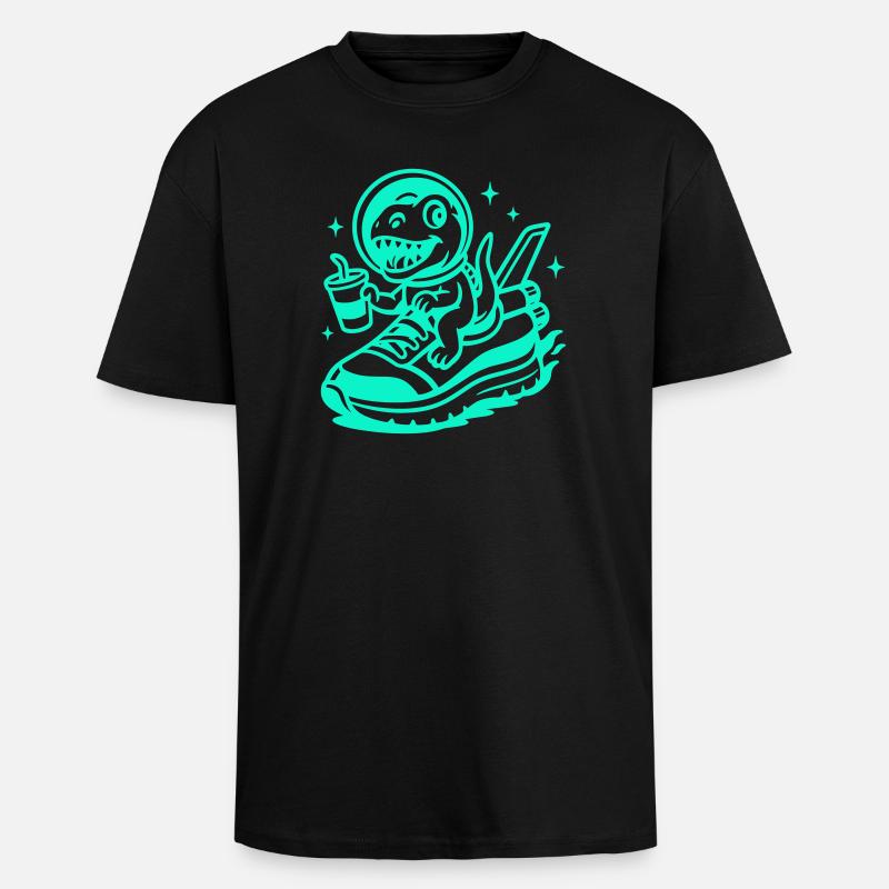 Space Fun Saurus Junior - Oversized Heavyweight Unisex T-Shirt - Schwarz