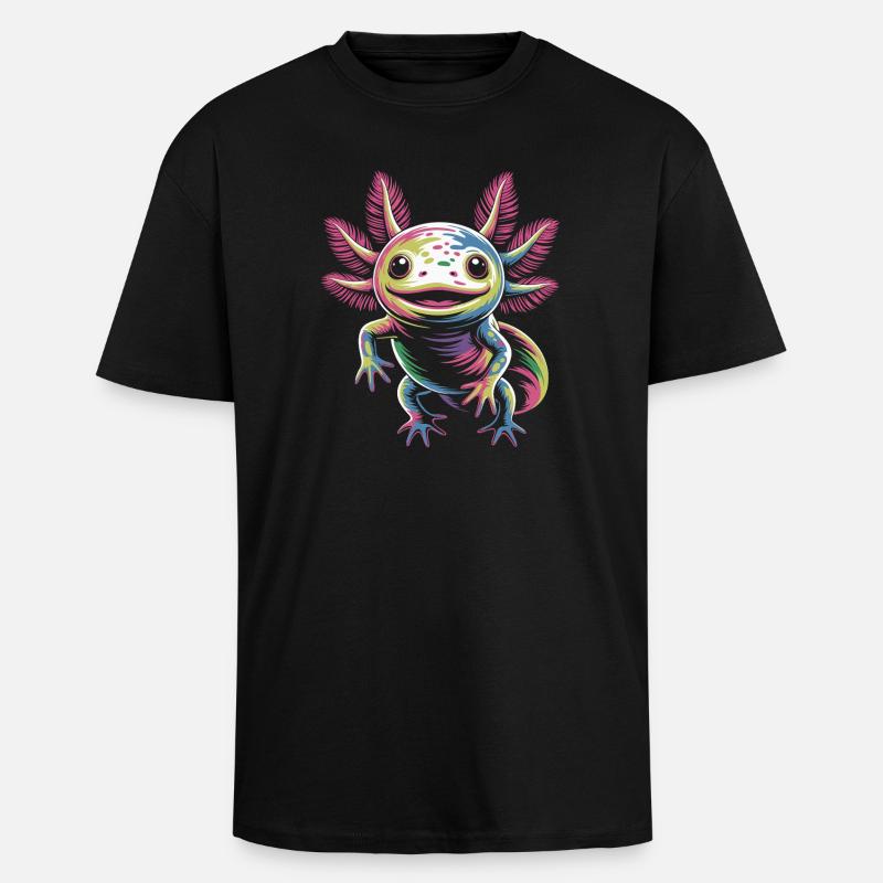Farbenfroher Axolotl - Oversized Heavyweight Unisex T-Shirt - Schwarz