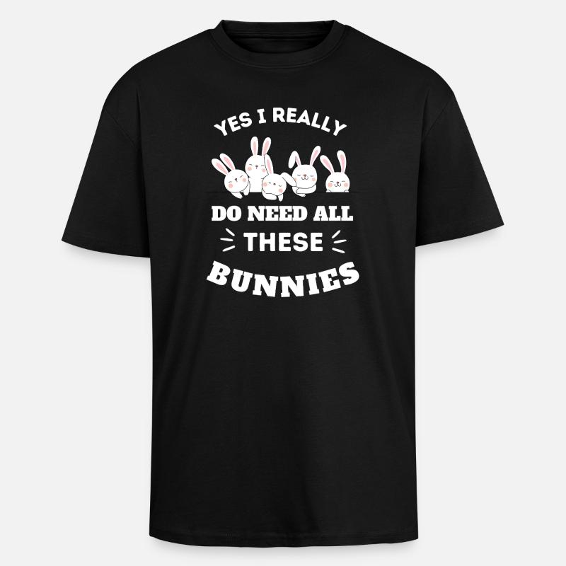 Whimsical Bunny Squad Tee Design - Unisex Oversized Heavyweight T-shirt - black