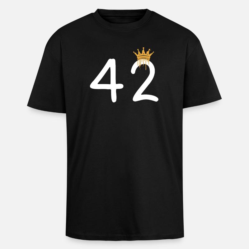 Graffiti numéro 42 avec couronne - T-shirt unisexe oversize épais - noir