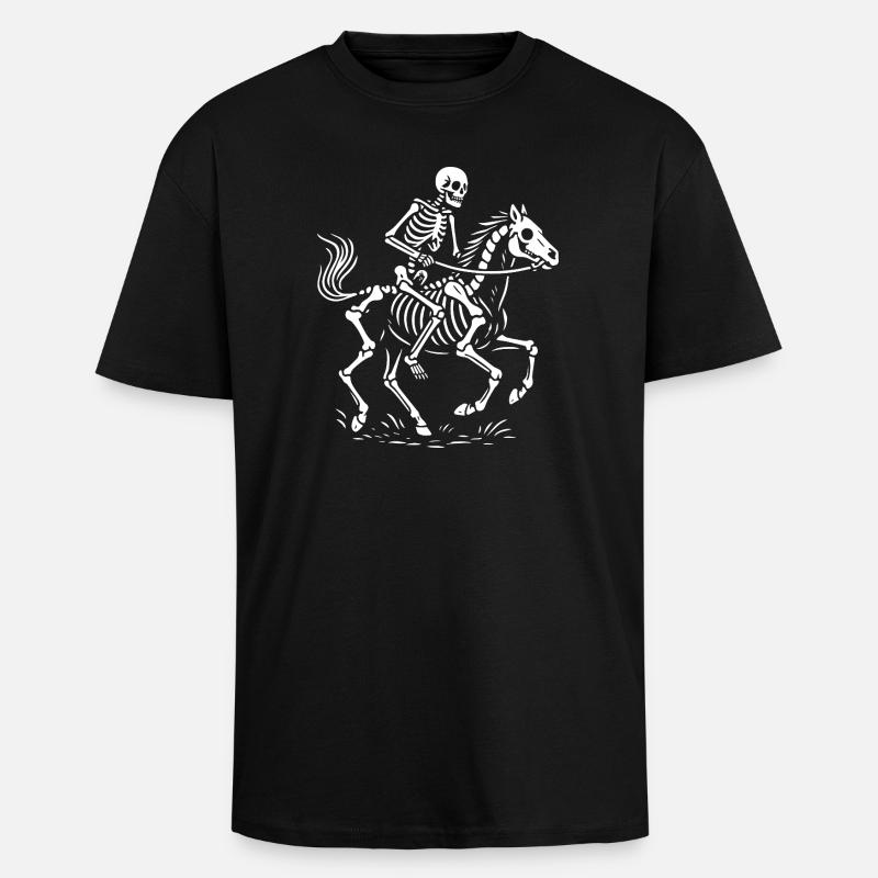 Illustration de cavalier squelette éthéré - T-shirt unisexe oversize épais - noir
