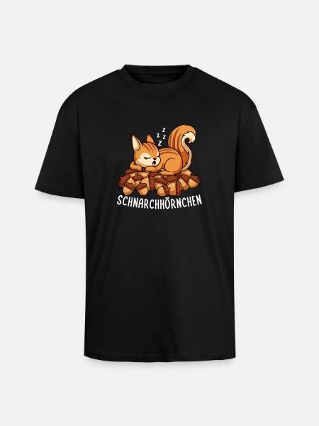 Baumbewohner Müde Morgenmuffel Schnarchhörnchen - Oversized Heavyweight Unisex T-Shirt - Schwarz