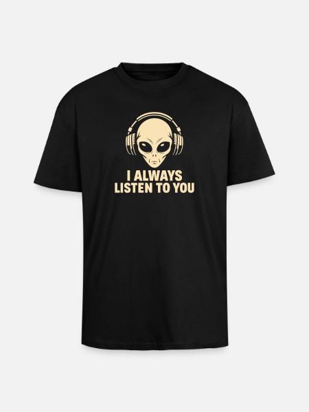 alien with headphones - Unisex Oversized Heavyweight T-shirt - black