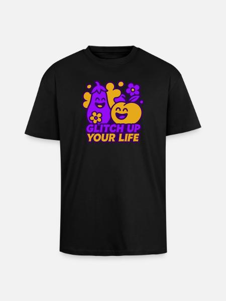 Happy Glitch Couple - Unisex Oversized Heavyweight T-shirt - black