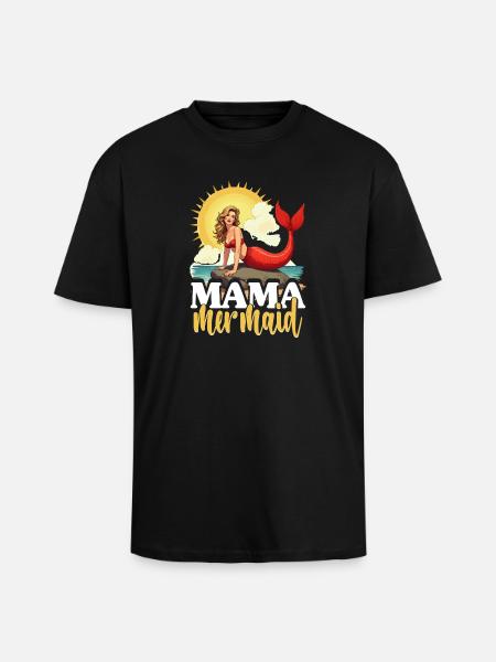 Mermaid Mermaids Mama Mermaid - Unisex Oversized Heavyweight T-shirt - black