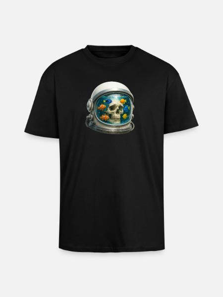 Astronautenhelm Aquarium Kunst mit Fischen - Oversized Heavyweight Unisex T-Shirt - Schwarz